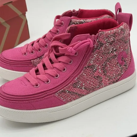 Billy Classic DJR High II Shoes 3 Fuchsia Snake Pink Lace &amp; Easy Zipper NIB