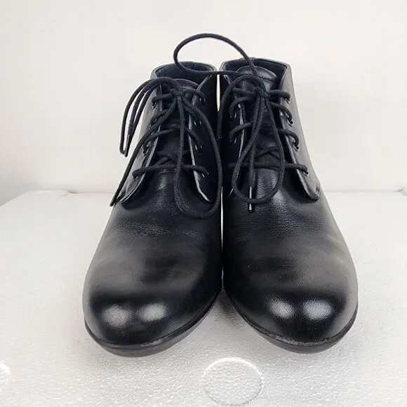 Clarks Artisan Lucette Drama Bootie Black Leather Lace-up Heels Women's Size 9.5