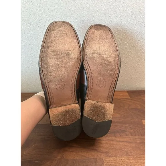 Florsheim Mens Shoes Sz 11.5 D Brown Black 2-Tone Leather Slip On Tassels Loafer