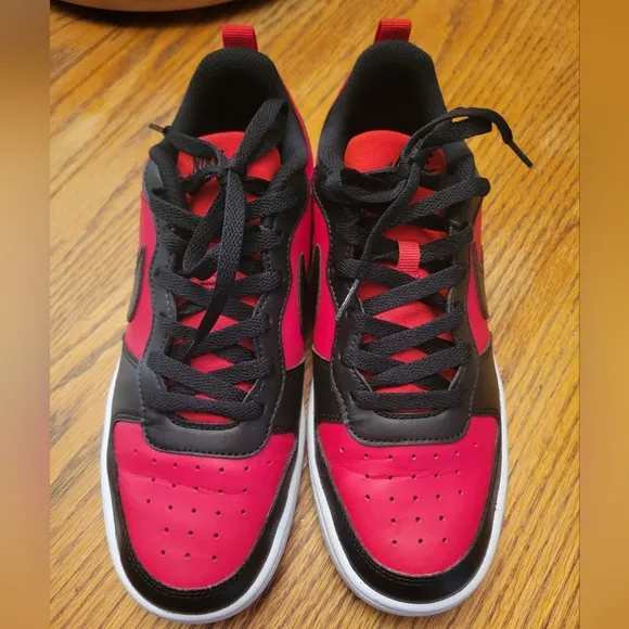 Nike Kids Court Borough Low Recraft Black and Red Sneakers